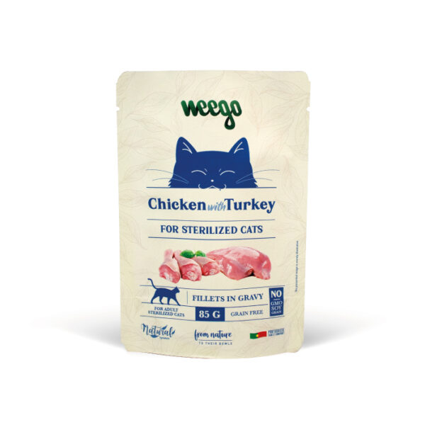 Weego - Pâtée sans céréales pour chat stérilisé au poulet et dinde