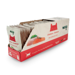 Weego - Pack de pâtées sans céréales pour chat stérilisé au poulet et saumon